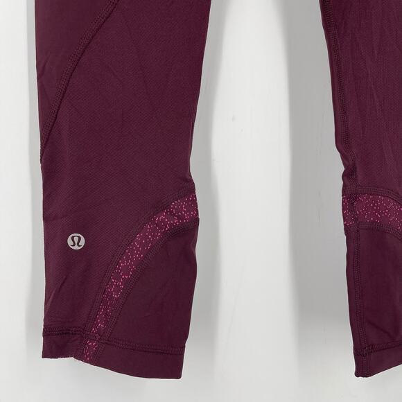 Lululemon Run Inspire Tights Crop Burgundy Red Size 4 - Picture 3 of 5